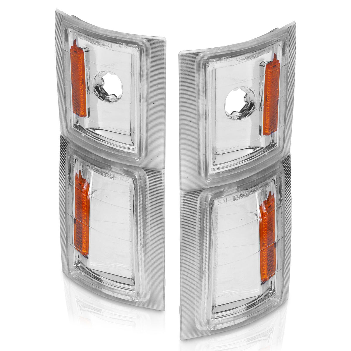 Cornering Light Assembly Clear Lens Chrome Housing Amber Reflector 4 Pc Pair Chevy/GMC Trucks/SUVs 1992-2000 AnzoUSA-1