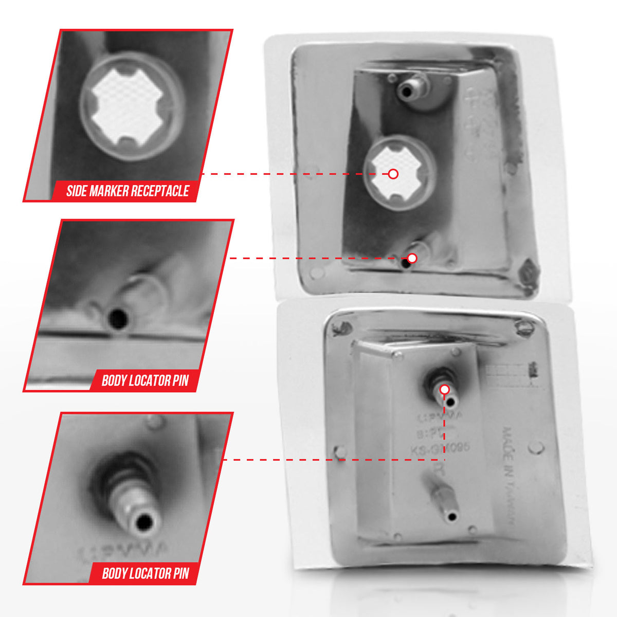 Cornering Light Assembly Clear Lens Chrome Housing Amber Reflector 4 Pc Pair Chevy/GMC Trucks/SUVs 1992-2000 AnzoUSA-4
