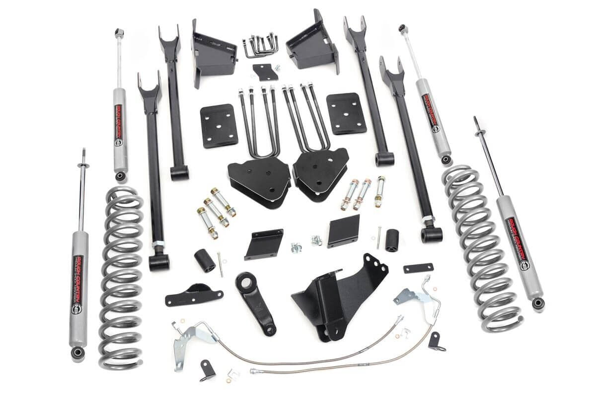 Rough Country 6 Inch Ford 4-Link Suspension Lift Kit N3 Shocks 15-16 F-250 4WD Diesel Rough Country