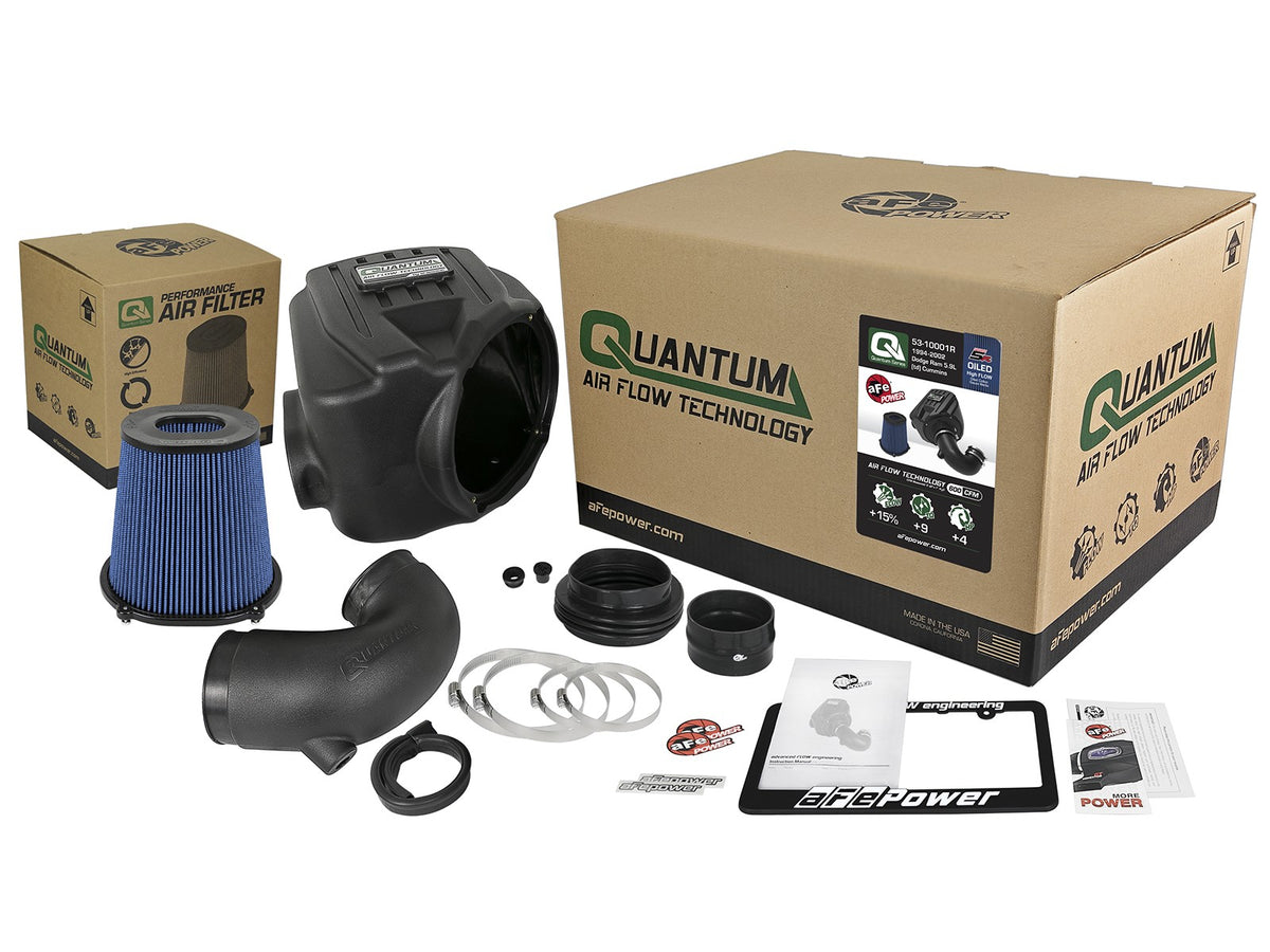 Quantum Cold Air Intake System w/ Pro 5R Filter Dodge Diesel Trucks 94-02 L6-5.9L (td) aFe Power-5