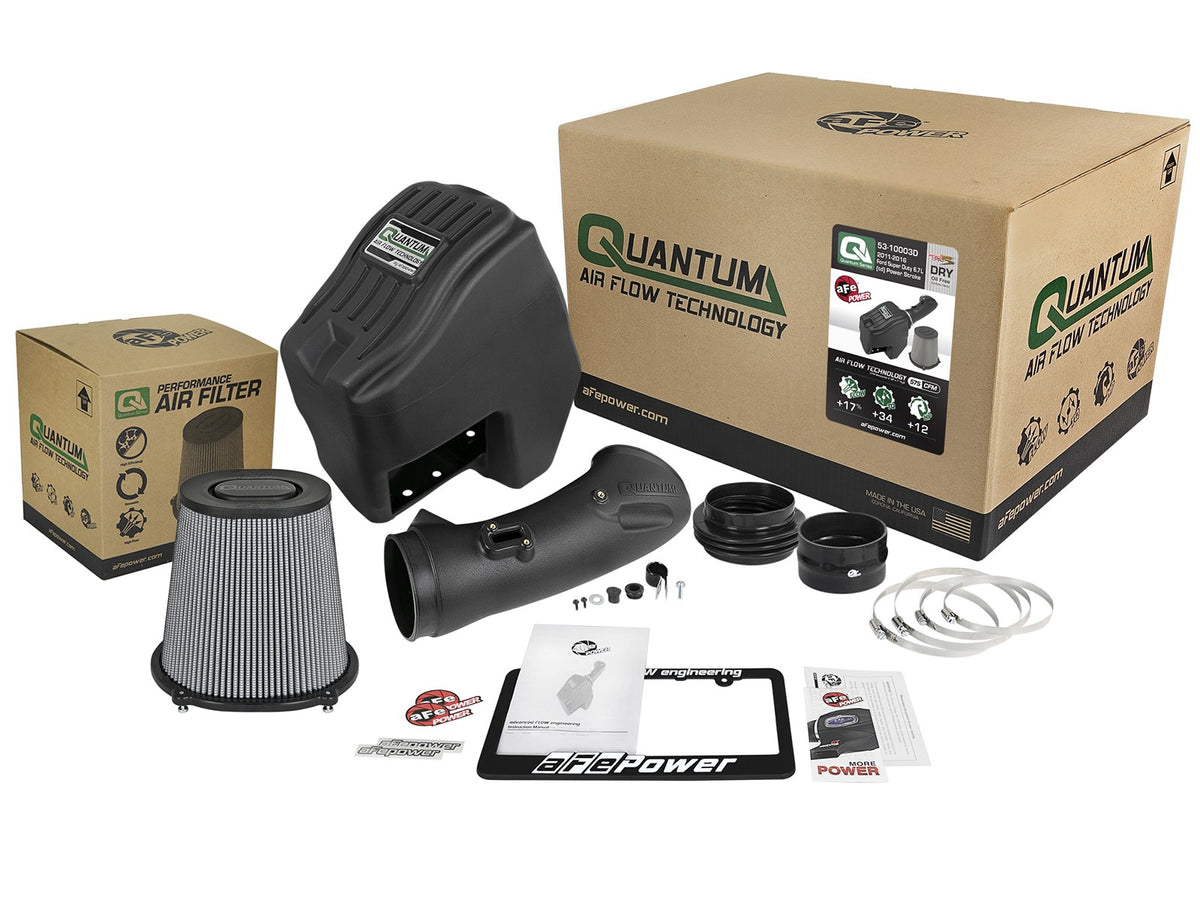 Quantum Cold Air Intake System w/ Pro Dry S Filter Ford Diesel Trucks 11-16 V8-6.7L (td) aFe Power-2