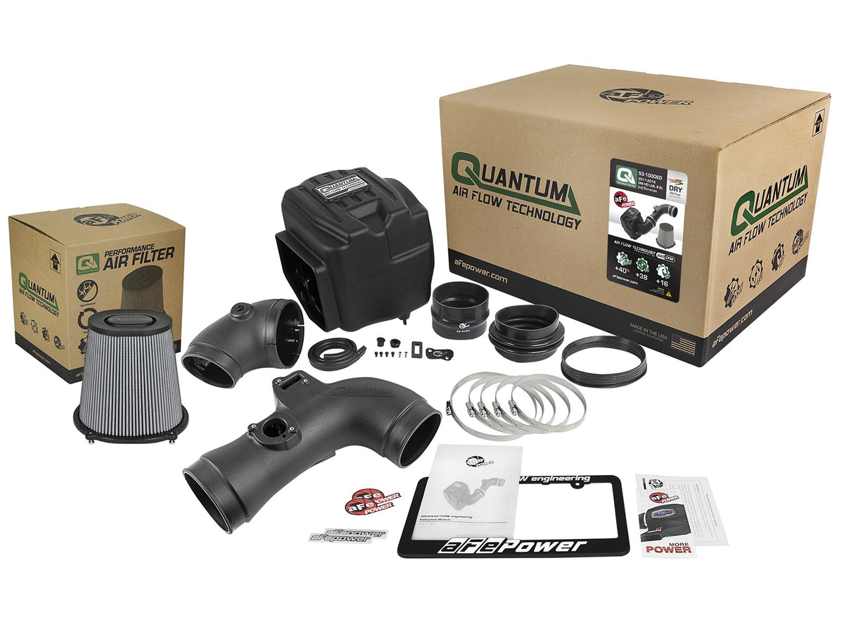 Quantum Cold Air Intake System w/ Pro Dry S Filter GM Diesel Trucks 11-16 V8-6.6L (td) Lml aFe Power-4