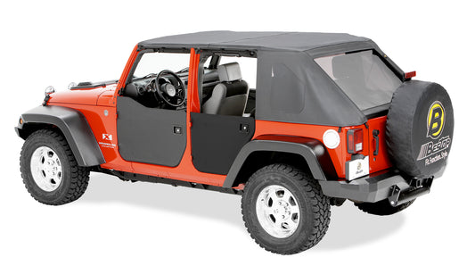 Lower Fabric Half Doors For Jeep 2007-2018 Wrangler JK Black Diamond Bestop-1