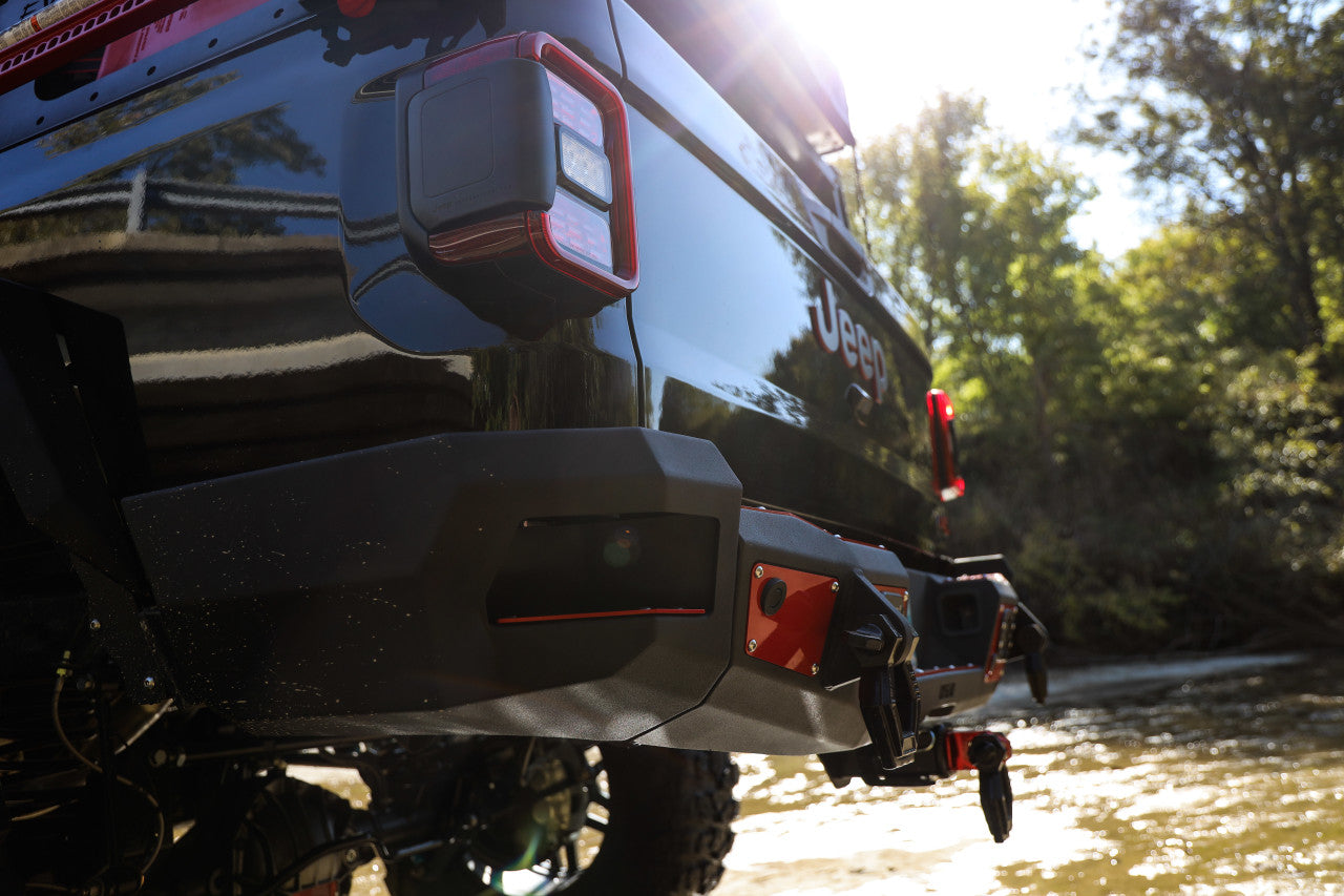 2020-2025 Jeep Gladiator Rear Bumper Full width Sensor Cutouts Reverse Light Cutouts Bodyguard Bumpers-7