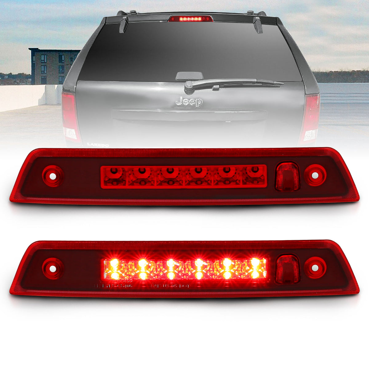Center High Mount Stop Light Led 3Rd Brake Light Red Jeep Grand Cherokee 2005-2010 AnzoUSA