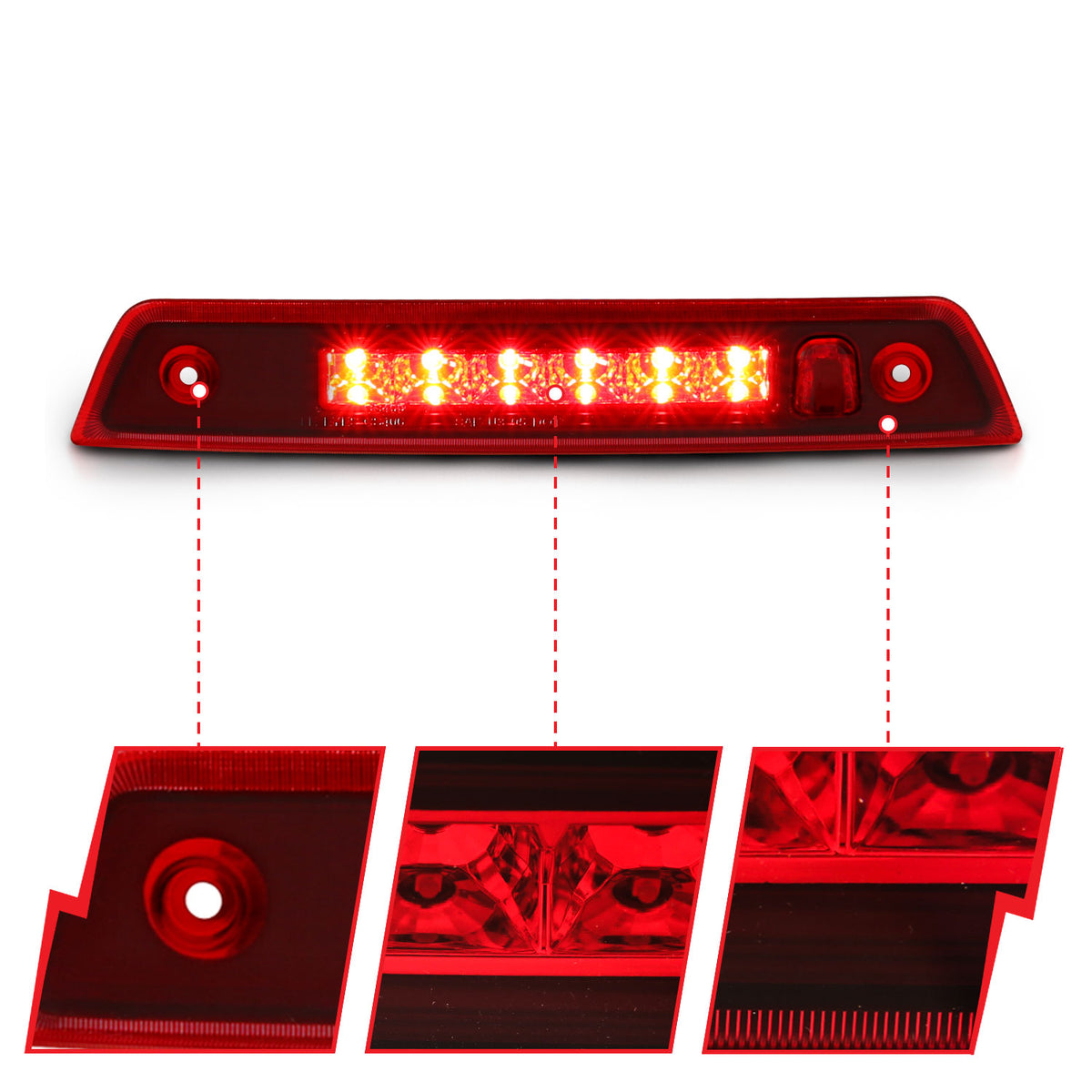 Center High Mount Stop Light Led 3Rd Brake Light Red Jeep Grand Cherokee 2005-2010 AnzoUSA-2