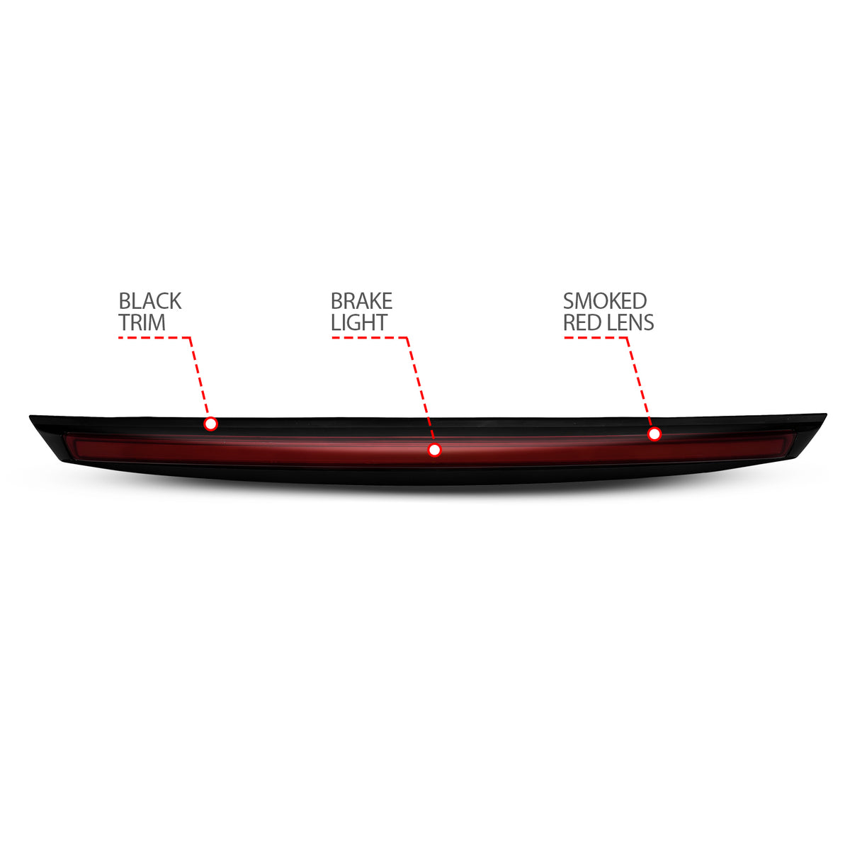 Center High Mount Stop Light LED Black Housing Smoke Lens, W/ Spoiler Pc Chevrolet Suburban 1500/Tahoe 2007-2014, 2500 2007-2013, GMC Yukon 2007-2014 AnzoUSA-3