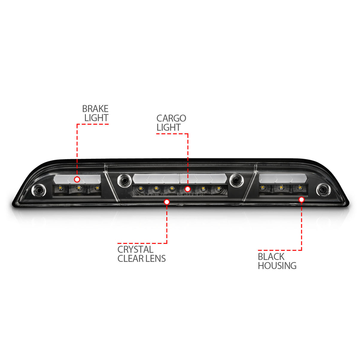 Center High Mount Stop Light LED Clear Lens Ford F-150 2015-2023, Ford F-250/F-350/F-450 Super Duty 2017-2022, Ford Ranger 2019-2023 AnzoUSA-3
