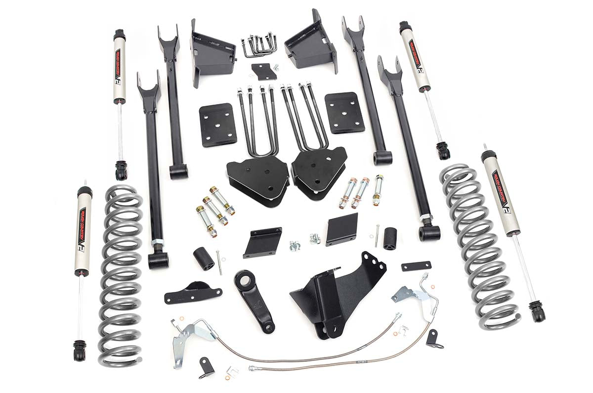 Rough Country 6 Inch Ford 4-Link Suspension Lift Kit w/V2 Shocks 11-14 F-250 4WD Rough Country