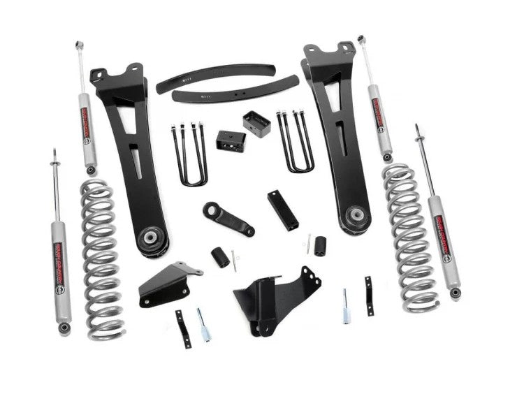 Rough Country 6 Inch Ford 05-07 F-250/F-350 Super Duty Radius Arm Suspension Lift Kit Premium N3 Shocks Rough Country