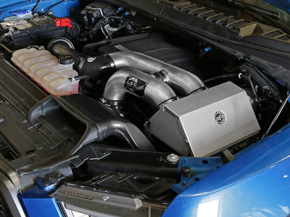 Rapid Induction Cold Air Intake System w/ Pro 5R Filter Brushed Ford F-150/Raptor 17-20 V6-3.5L (tt)/Expedition 18-21 V6-3.5L (tt) aFe Power-8