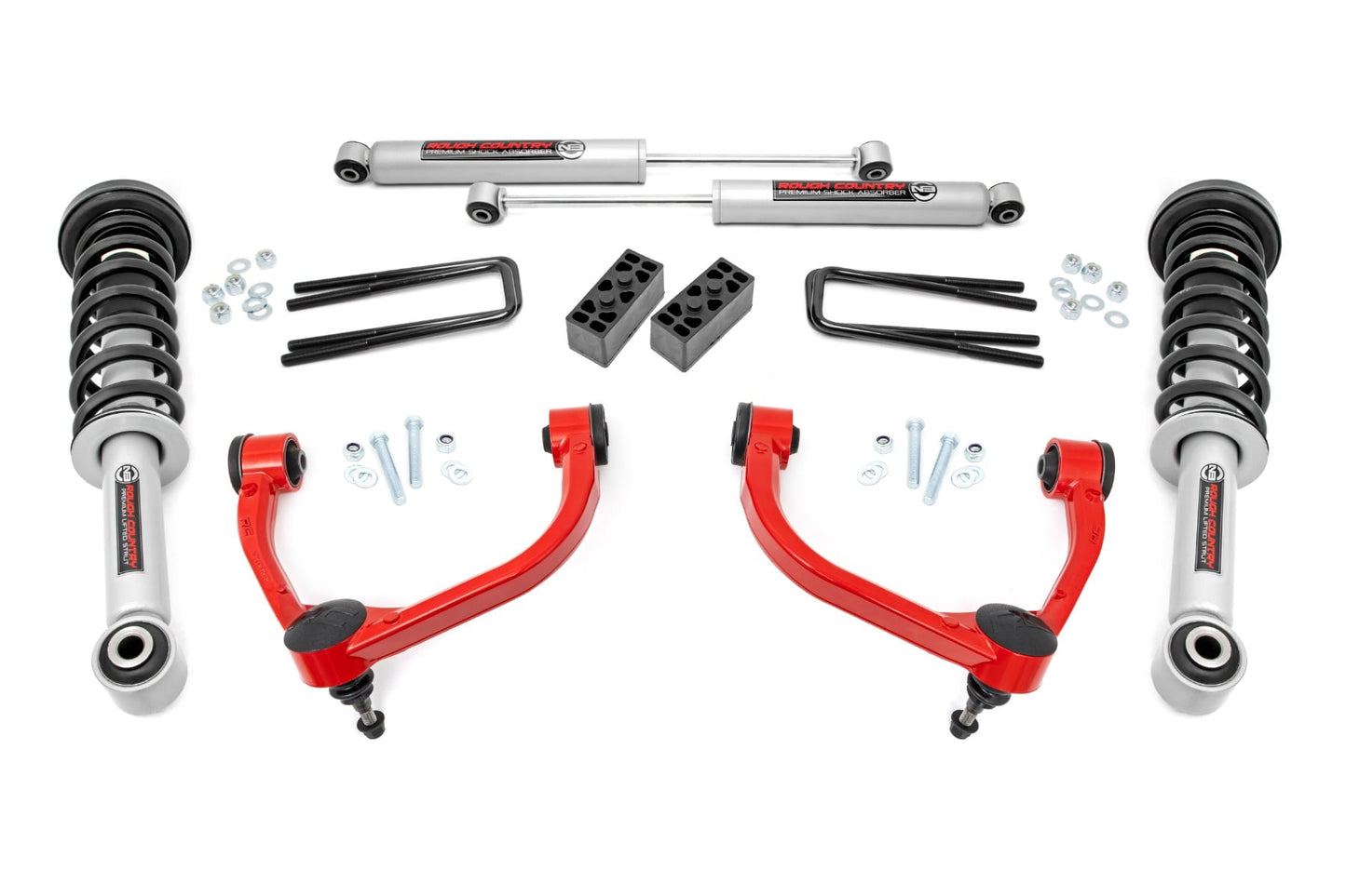 3 Inch Lift Kit N3 Struts Red Ford F-150 4WD (2009-2013) Rough Country