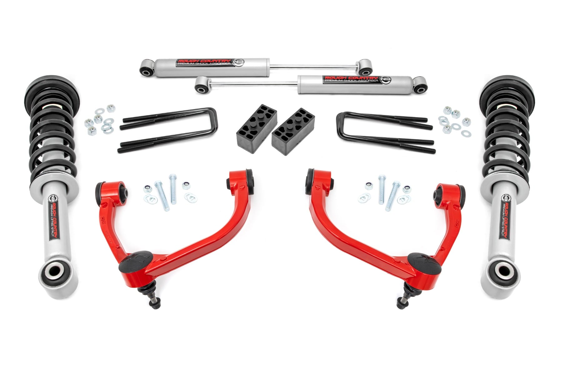3 Inch Lift Kit N3 Struts Red Ford F-150 4WD (2009-2013) Rough Country