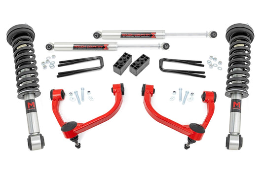 3 Inch Lift Kit M1 Struts Red Ford F-150 4WD (2009-2013) Rough Country