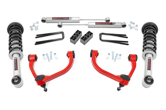 3 Inch Lift Kit N3 Struts Red Ford F-150 4WD (2014-2020) Rough Country