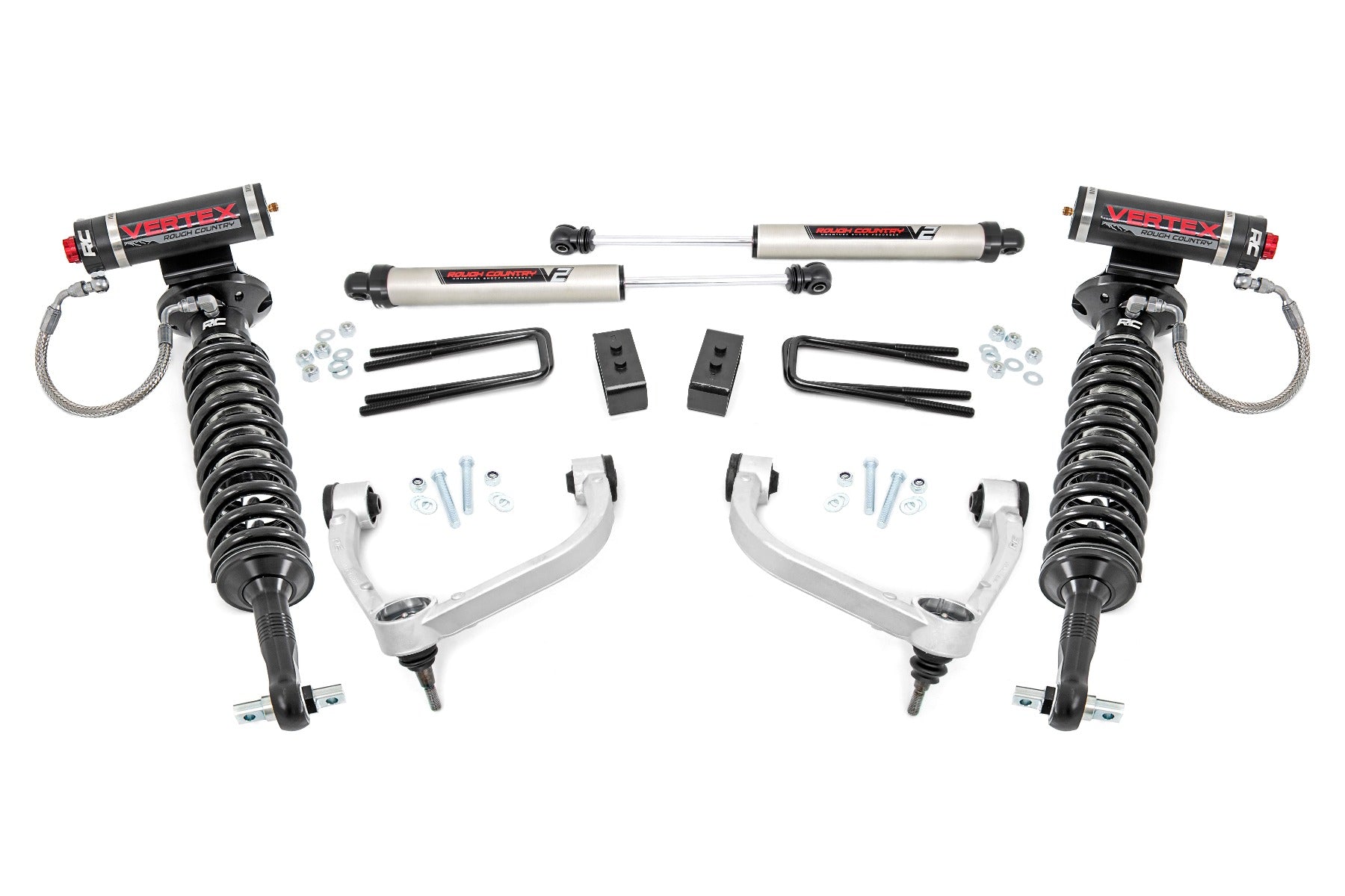 Rough Country 3.0 Inch Ford Bolt-On Arm Lift Kit w/ Vertex and V2 For 14-20 F-150 4WD Rough Country