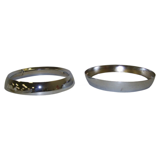 Chrome Headlamp Bezel Set for 72-86 Jeep CJ-5, CJ-6, CJ-7, CJ-8, Left and Right Crown Automotive