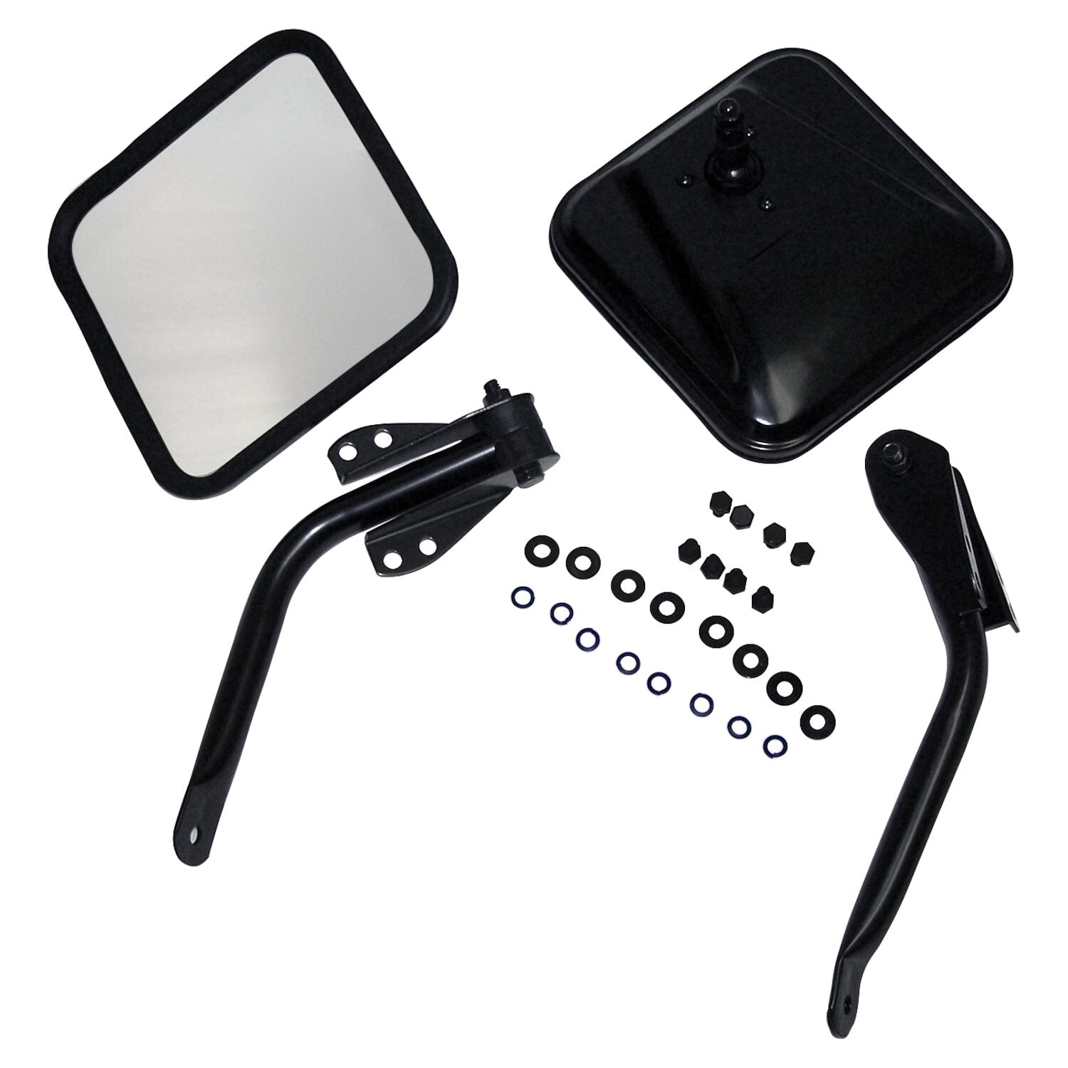 Gloss Black Mirror Kit for 55-95 Jeep CJ-5, CJ-6, CJ-7, CJ-8, YJ Wrangler Crown Automotive
