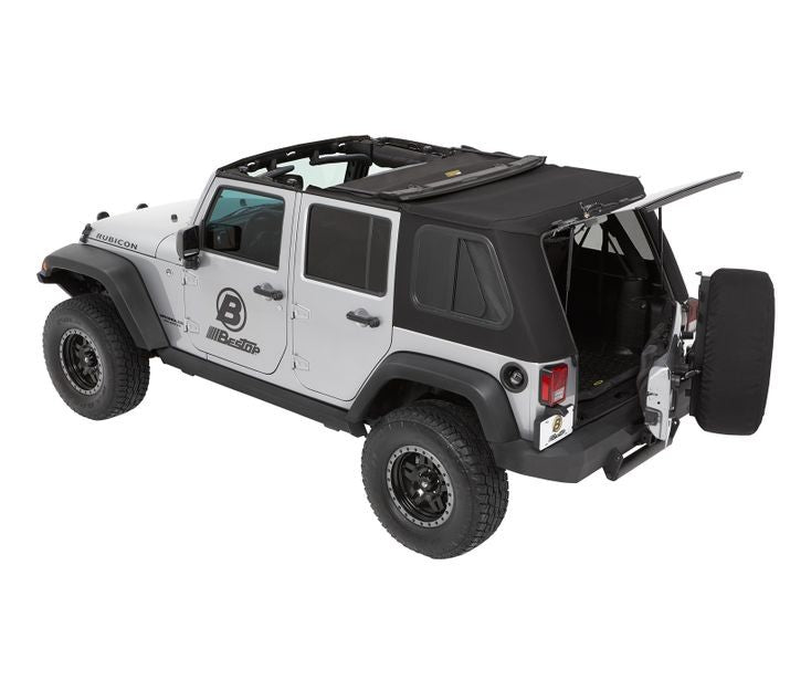 Trektop Pro Hybrid Slantback Soft Top For Jeep 2007-2018 Wrangler JK Black Bestop