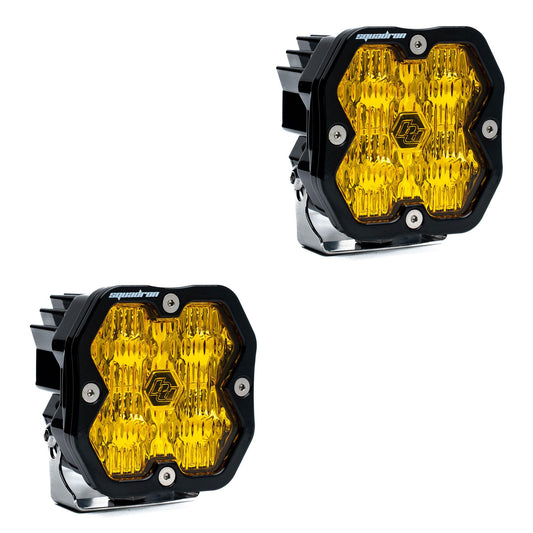 Squadron 2.0 Sport Black LED Auxiliary Light Pod Pair (No Harness) Universal Amber Baja Designs
