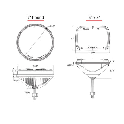 7 Inch Round Headlight With H13 To H4 Adaptor Pair Rigid Industries-2