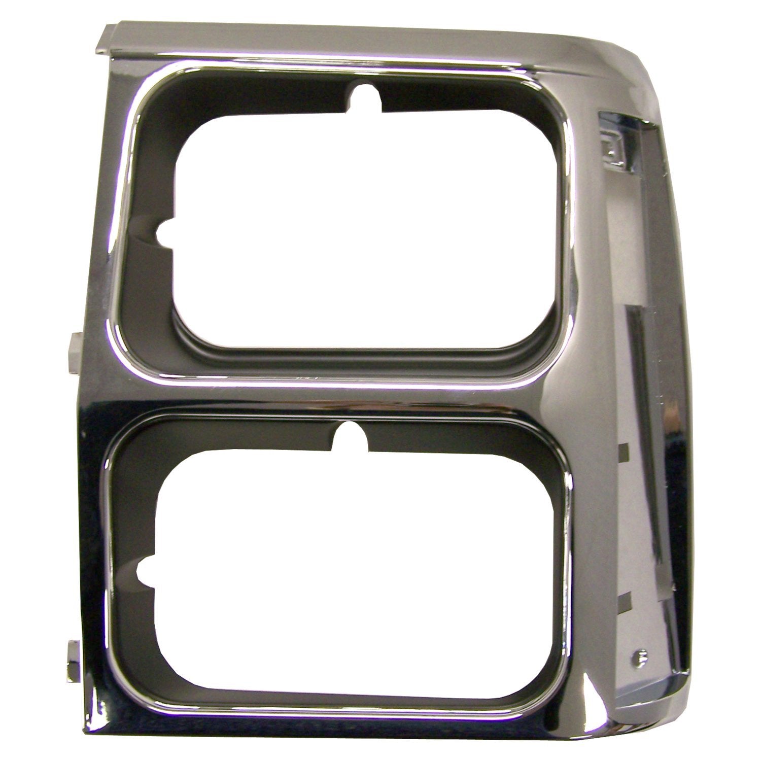 Left Dual Headlight Bezel for 84-90 Jeep XJ Cherokee, Plastic, Black & Chrome Crown Automotive