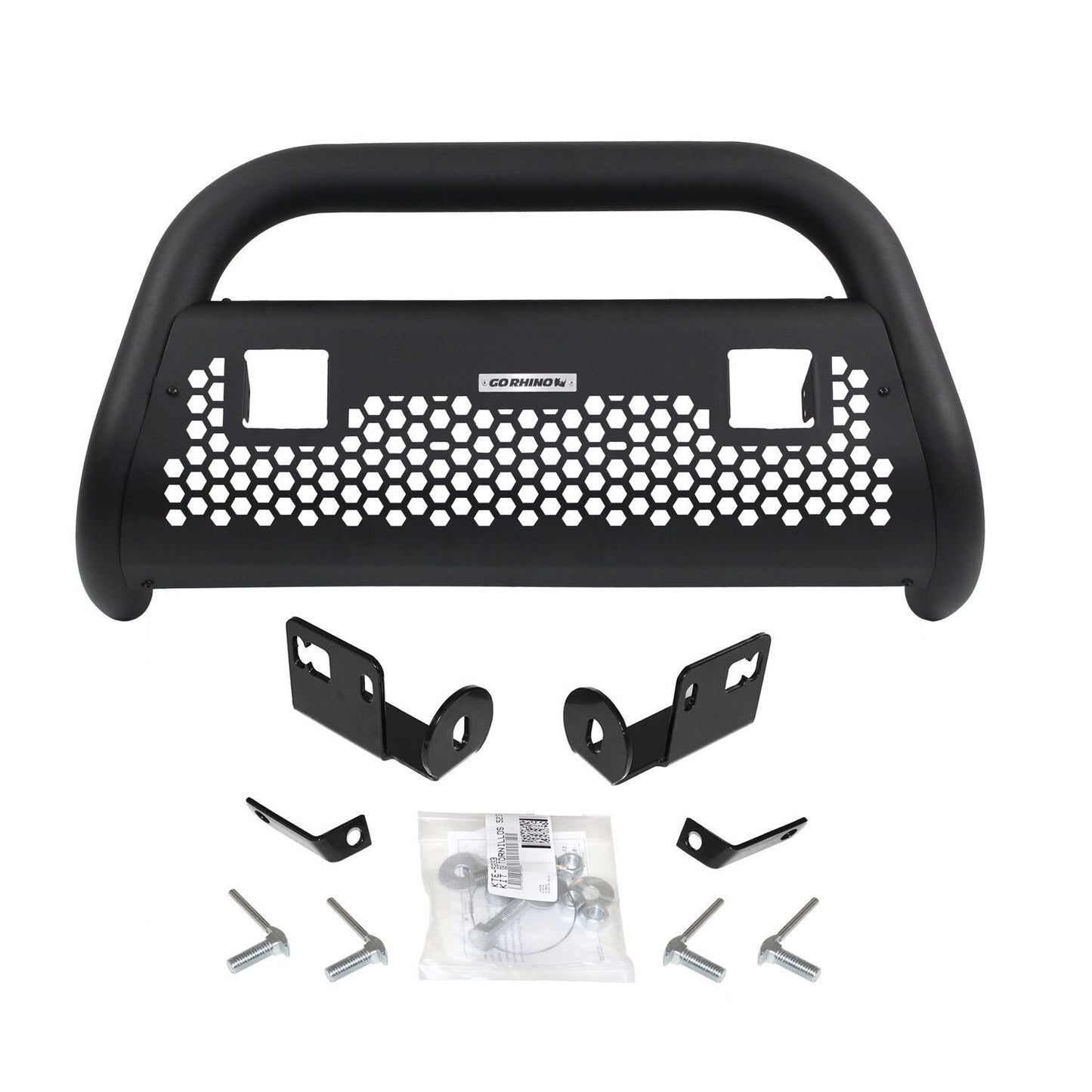 RC2 LR Bull Bar with Mounting Brackets & Two 3 Inch Cube Lights Textured Black 2003-2006 Silverado/Sierra 2500 HD Go Rhino