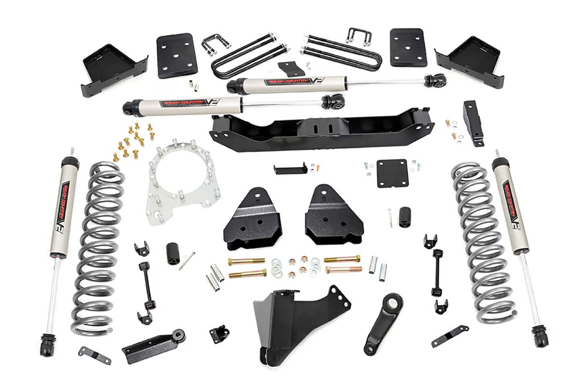 Rough Country 4.5 Inch Suspension Lift Kit 3.5 Inch Axle Diam w/V2 Shocks 17-19 F-250/350 4WD Diesel Rough Country