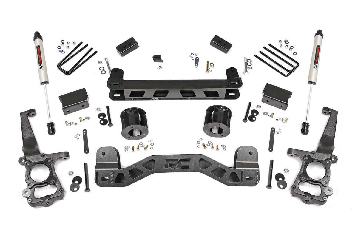Rough Country 4 Inch Suspension Lift Kit w/V2 Shocks 15-20 F-150 Rough Country