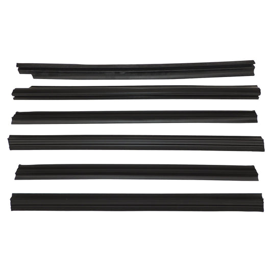 Front & Rear Door Glass Weatherstrip Kit for 84-96 Jeep XJ Cherokee w/ 4 Doors Crown Automotive