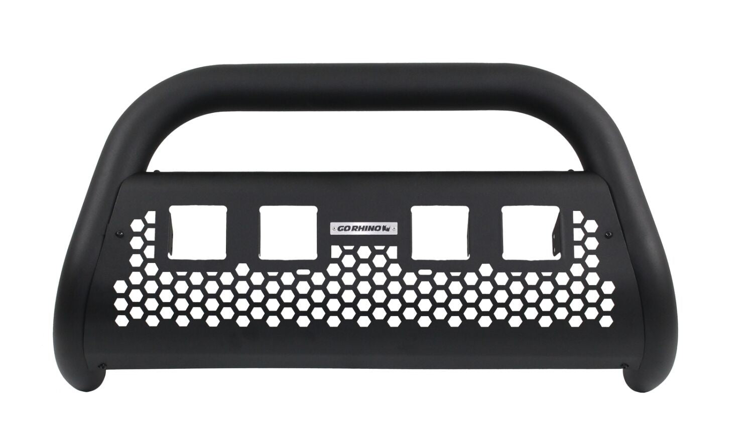 RC2 LR Bull Bar with Four 3 Inch Cube Light Openings Frame Only Textured Black 1999-2022 Ford F-250/F-350 2002-2024 Dodge Ram 1500/2500/3500 Go Rhino