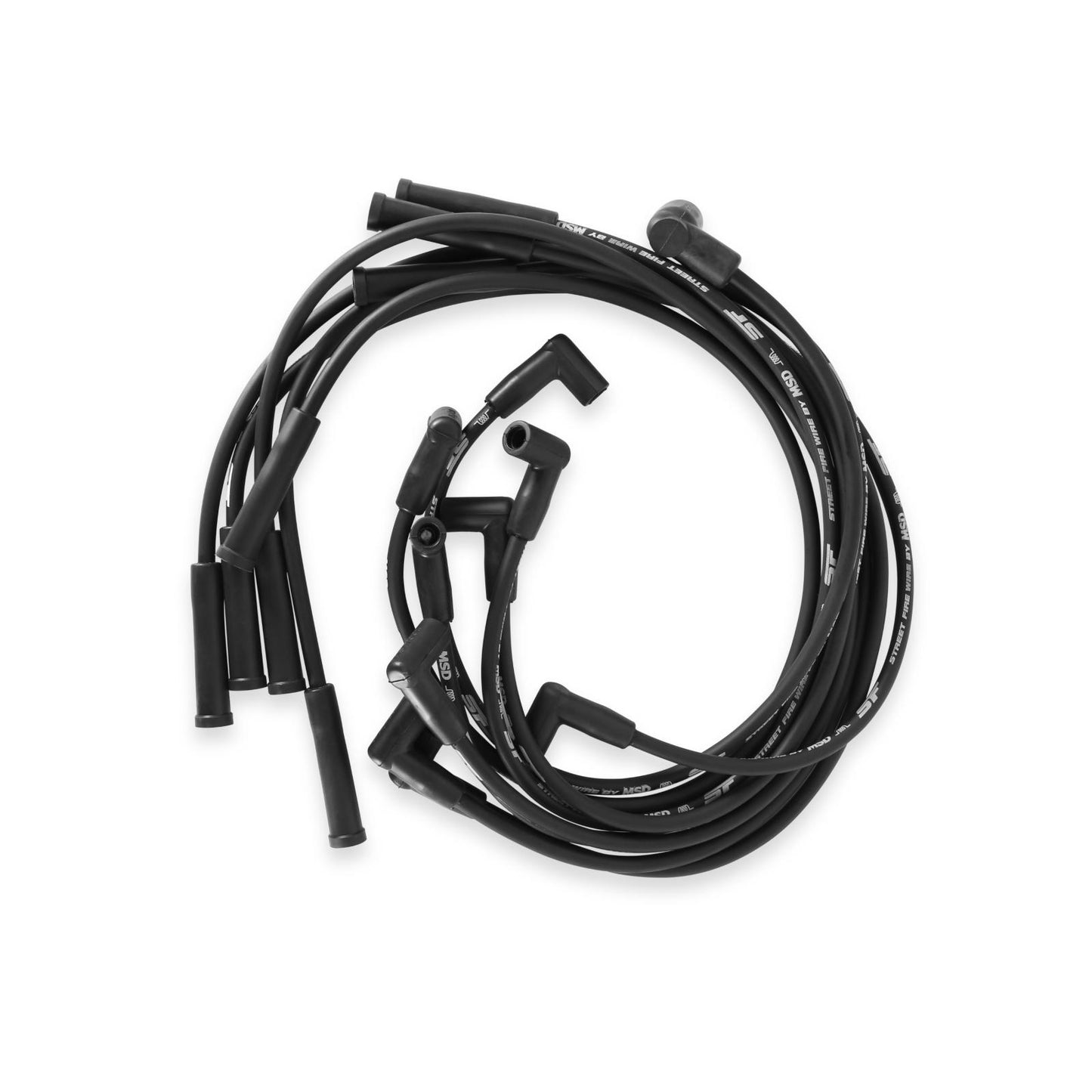 Street-Fire Wire Set Ford 351W, 400, 460, '77-On Hei The Terminals Are Covered In Black Boots That Protect The Conductor From Engine Heat To Ensure Spark Delivery MSD Ignition