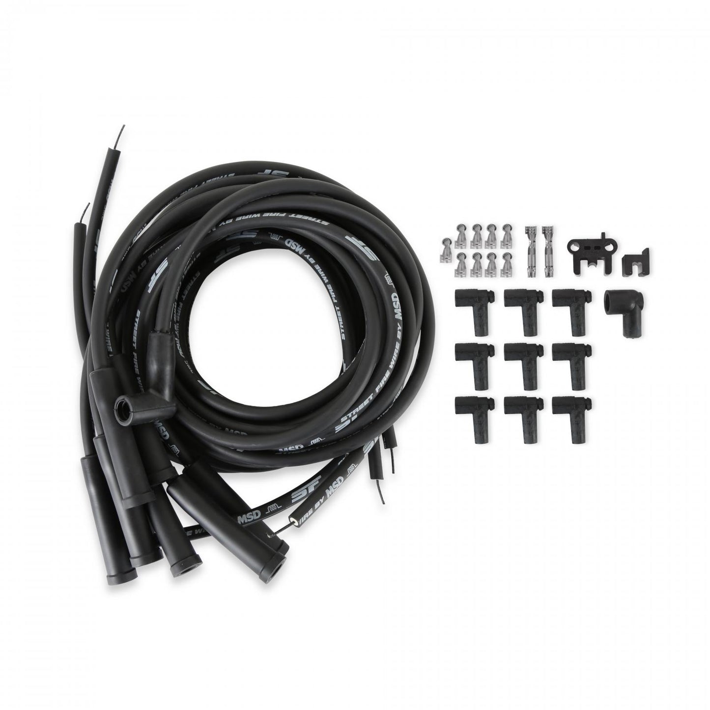 Street-Fire Wire Set Multi-Angl Plug, Hei, Univ The Terminals Are Covered In Black Boots That Protect The Conductor From Engine Heat To Ensure Spark Delivery MSD Ignition-1