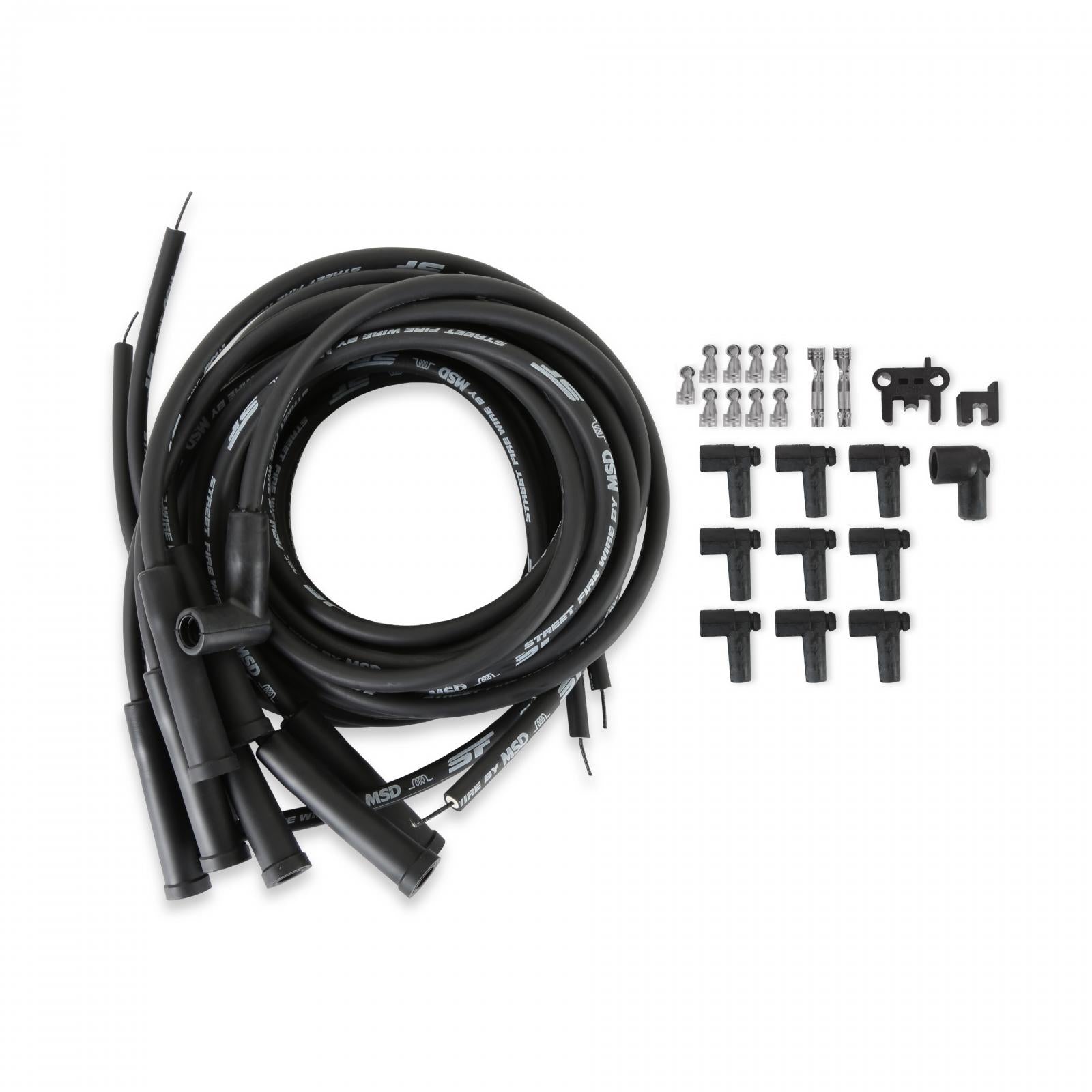 Street-Fire Wire Set Multi-Angl Plug, Hei, Univ The Terminals Are Covered In Black Boots That Protect The Conductor From Engine Heat To Ensure Spark Delivery MSD Ignition-1