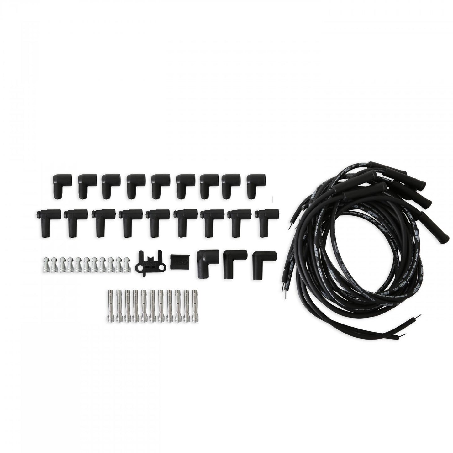 Street-Fire Wire Set V8 Multi-Angle, Sock/Hei Univ The Terminals Are Covered In Black Boots That Protect The Conductor From Engine Heat To Ensure Spark Delivery MSD Ignition
