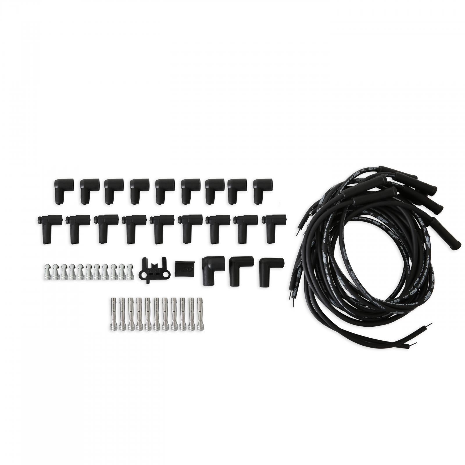 Street-Fire Wire Set V8 Multi-Angle, Sock/Hei Univ The Terminals Are Covered In Black Boots That Protect The Conductor From Engine Heat To Ensure Spark Delivery MSD Ignition