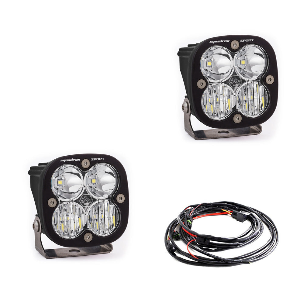 Squadron Sport Black LED Light Pod Pair (Driving/Combo, Clear) Baja Designs
