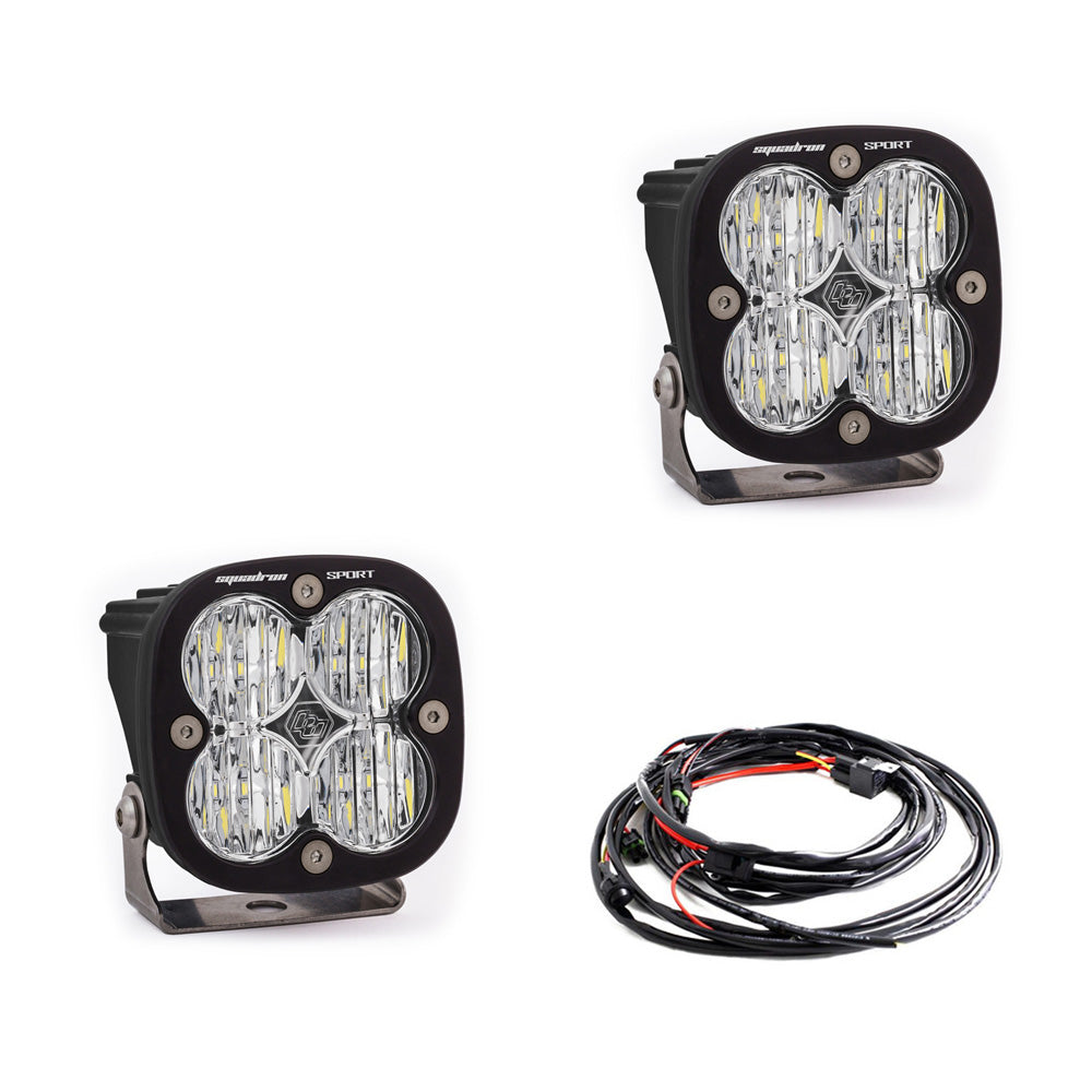 Squadron Sport Black LED Light Pod Pair (Wide Cornering, Clear) Baja Designs