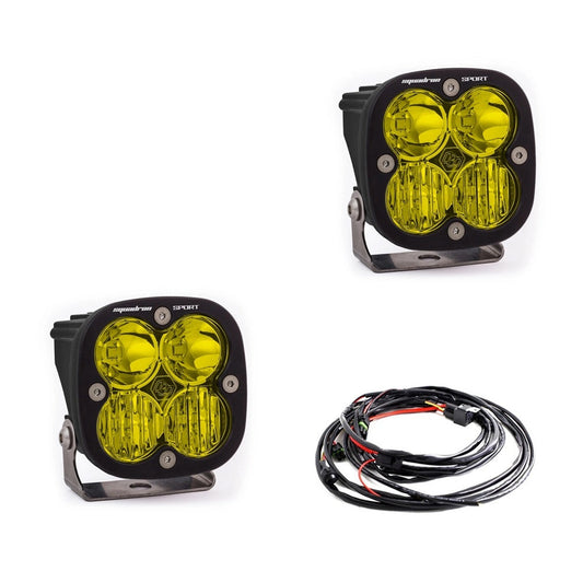 Squadron Sport Black LED Light Pod Pair (Driving/Combo, Amber) Baja Designs