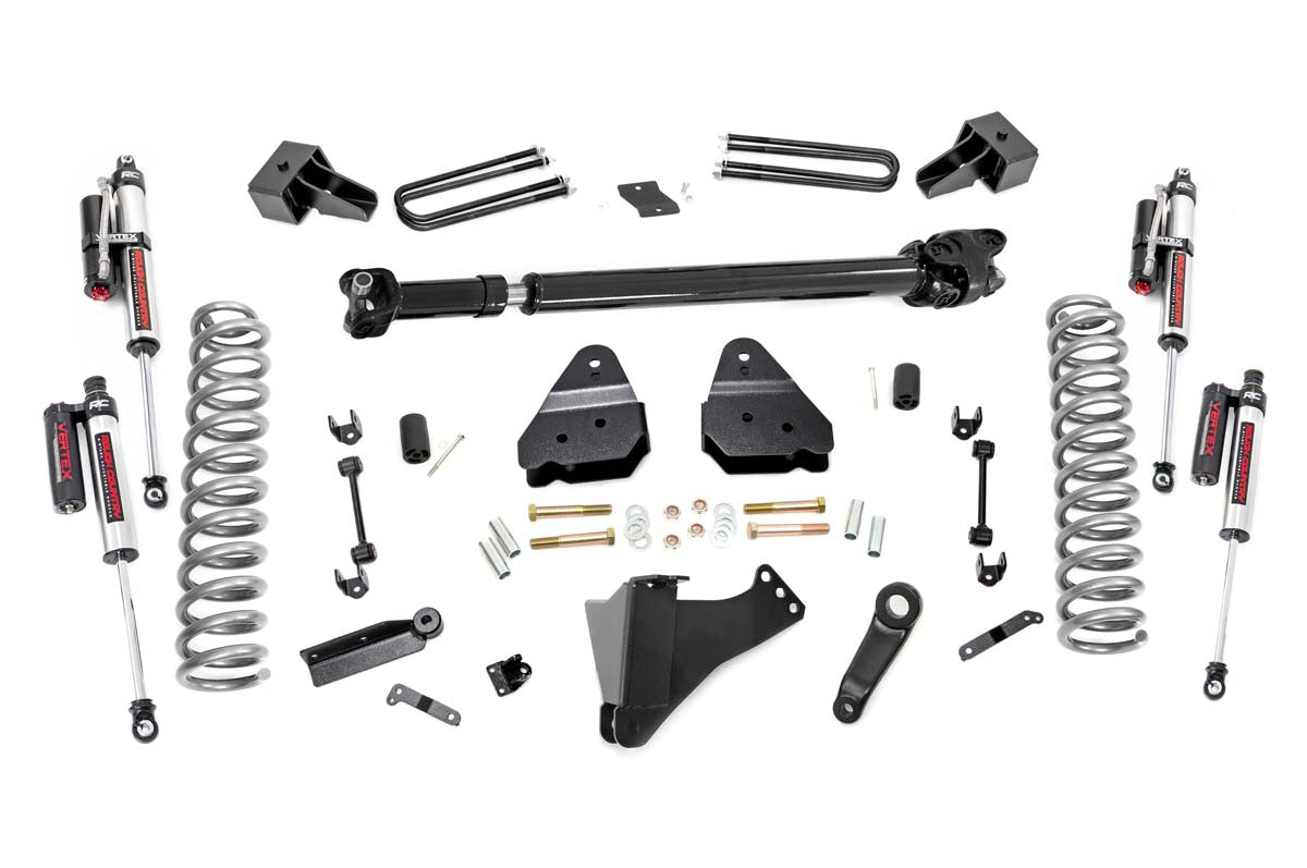 Rough Country 4.5 Inch Inch Ford Suspension Lift Kit w/ Vertex Shocks and Front Driveshaft 17-20 F-350 4WD Diesel Dually Rough Country