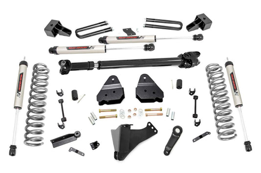 Rough Country 4.5 Inch Inch Ford Suspension Lift Kit w/ V2 Shocks and Front Driveshaft 17-20 F-350 4WD Diesel Dually Rough Country