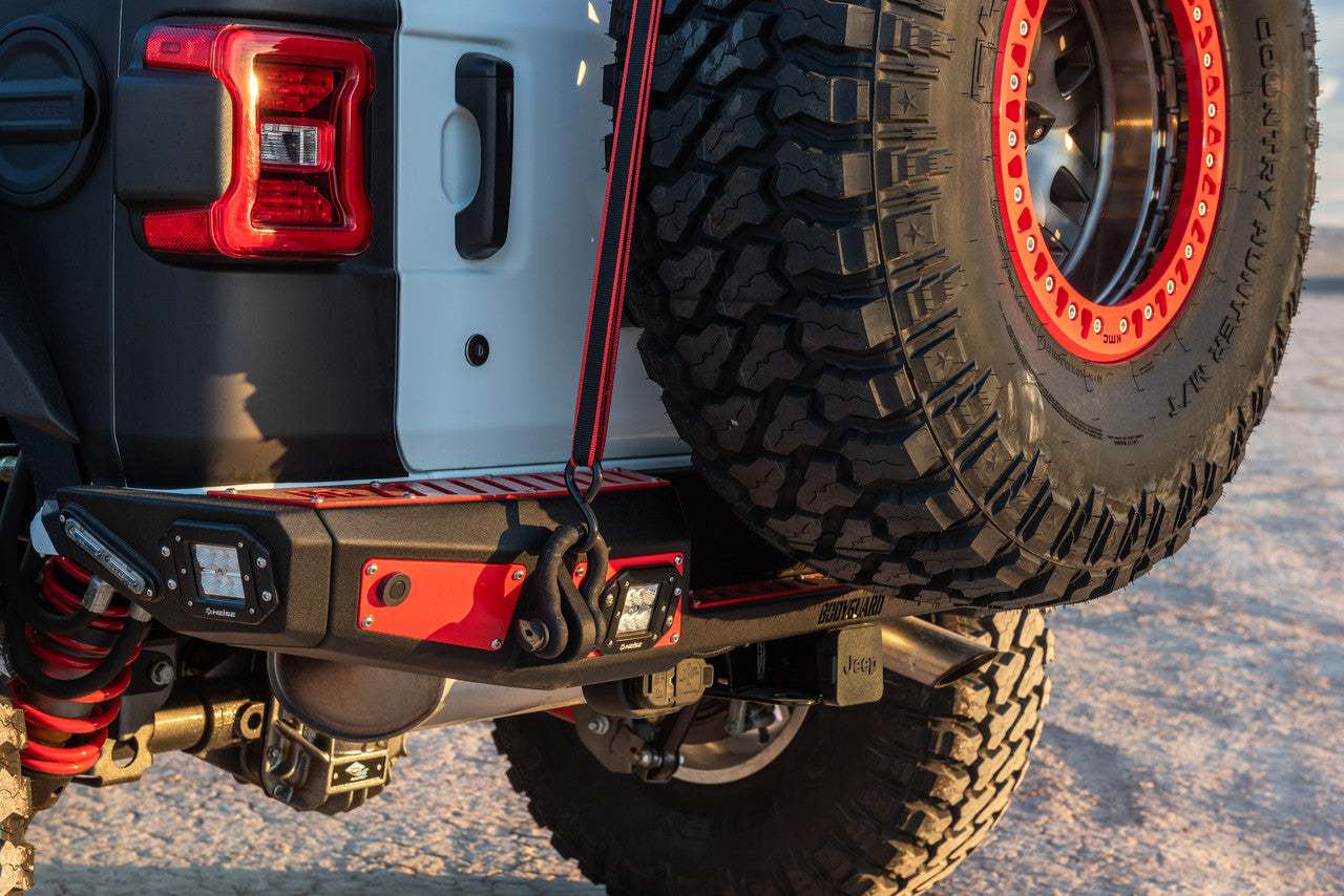 2018-2025 Jeep Wrangler JL Rear Bumper Sensor Cutouts Reverse Light Cutouts Bodyguard Bumpers-7