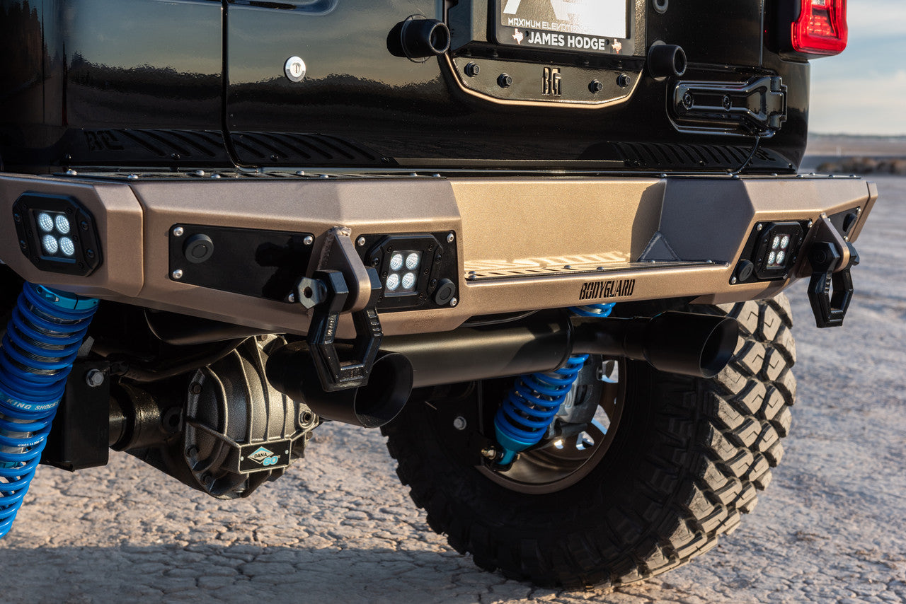 2018-2025 Jeep Wrangler JL Rear Bumper Sensor Cutouts Reverse Light Cutouts Bodyguard Bumpers-1