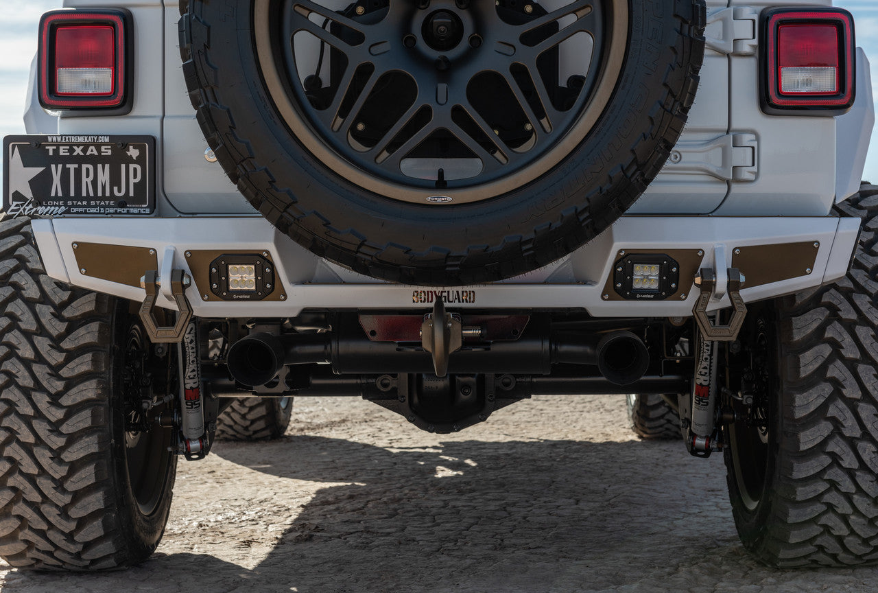2018-2025 Jeep Wrangler JL Rear Bumper Sensor Cutouts Reverse Light Cutouts Bodyguard Bumpers-2
