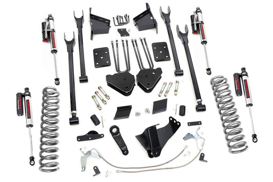 Rough Country 6 Inch Ford 4-Link Suspension Lift Kit Vertex Reservoir Shocks 11-14 F-250 4WD Overloads Rough Country
