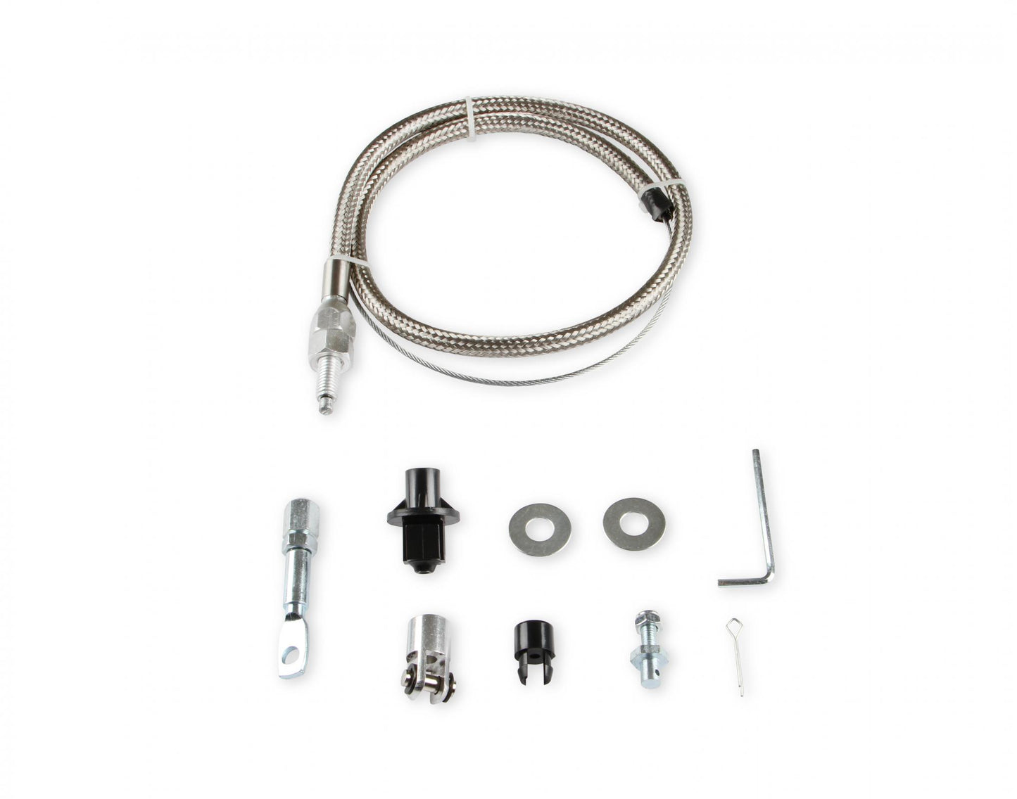 Throttle Cable Kit Stainless Steel Braided Adjustable and cuts to length. 36 Inch cable with 24 Inch sleeve Mr Gasket-1