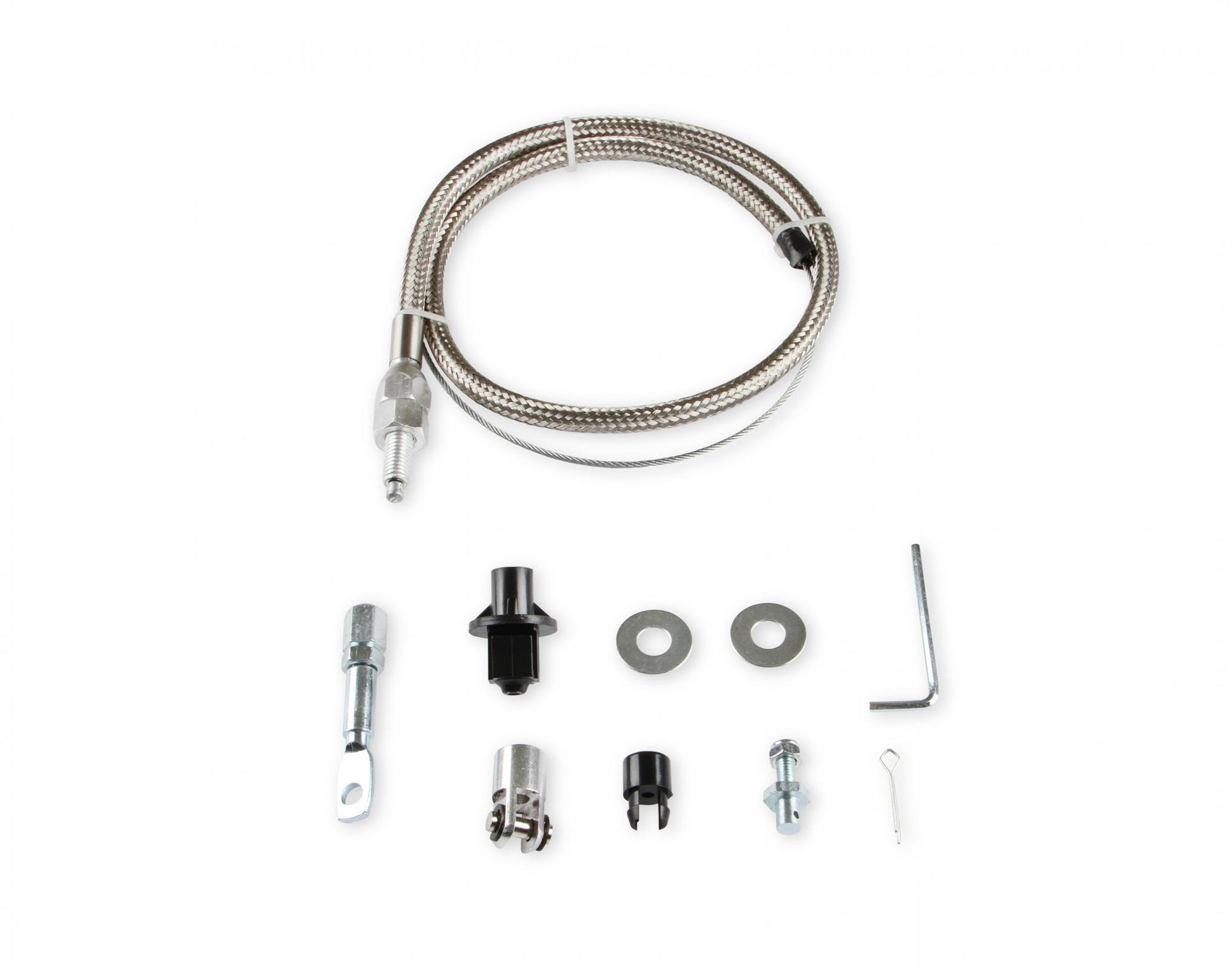 Throttle Cable Kit Stainless Steel Braided Adjustable and cuts to length. 36 Inch cable with 24 Inch sleeve Mr Gasket-1