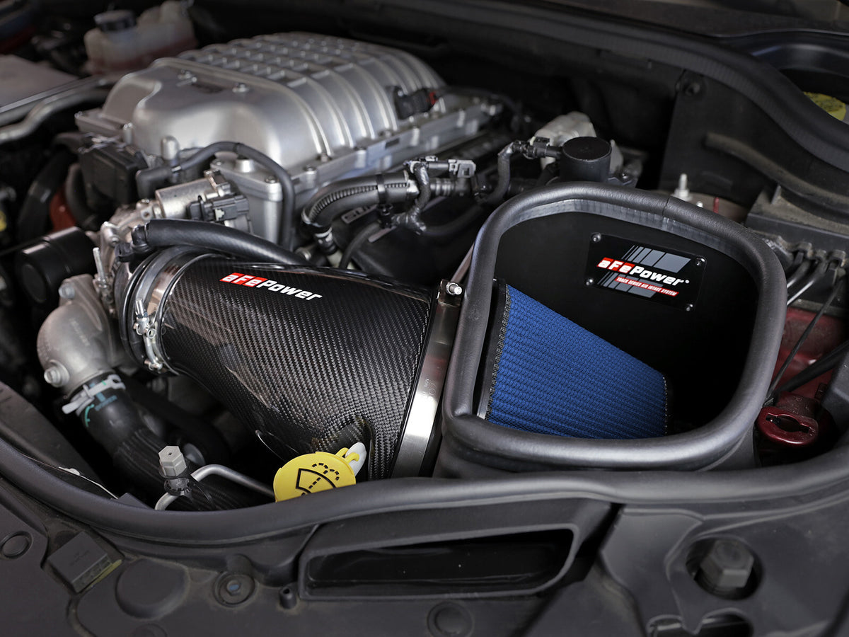 Track Series Carbon Fiber Intake System w/ Pro 5R Filter Jeep Grand Cherokee Trackhawk (WK2) 19-21/ Dodge Durango Hellcat 21-26 V8-6.2L (sc) aFe Power-6