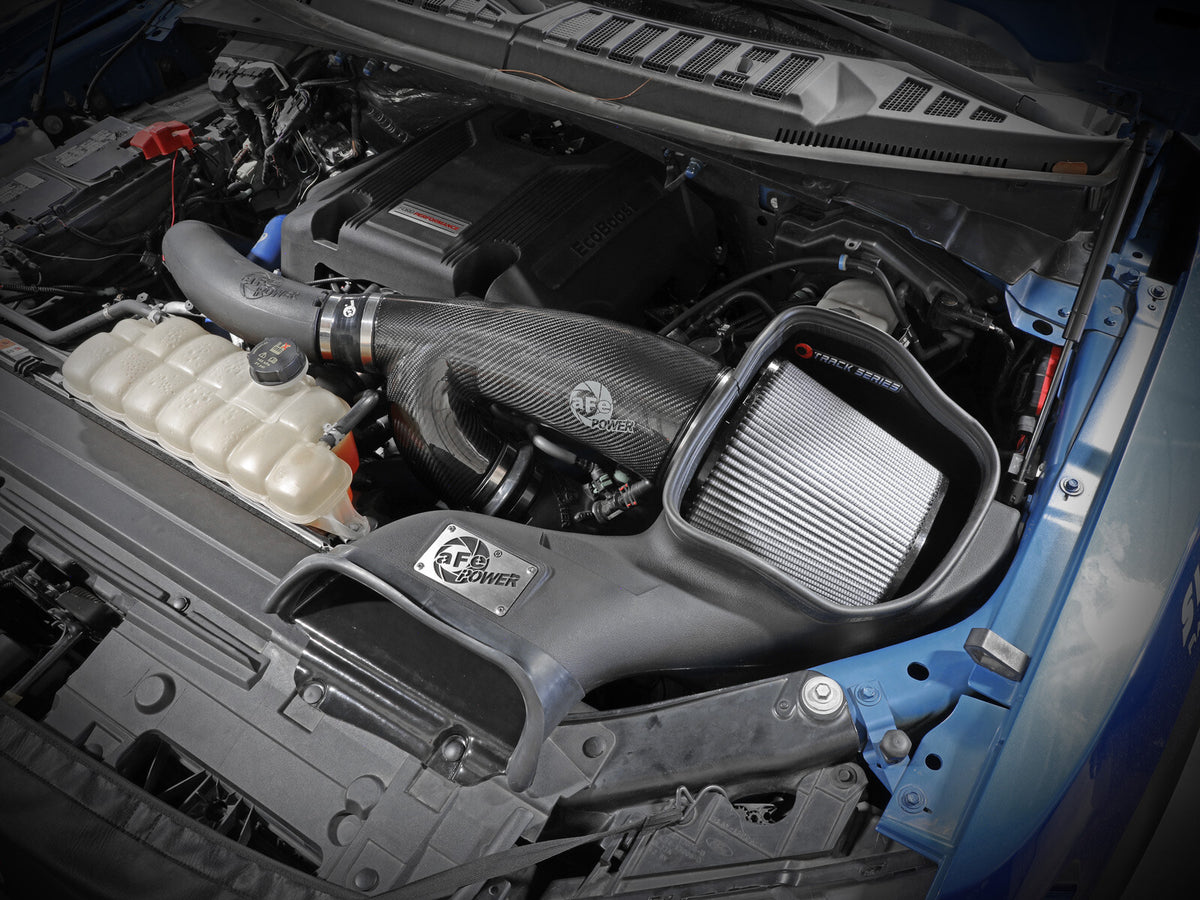 Track Series Carbon Fiber Intake System w/ Pro Dry S Filter Ford F-150 Raptor 17-20 V6-3.5L (tt) aFe Power-6