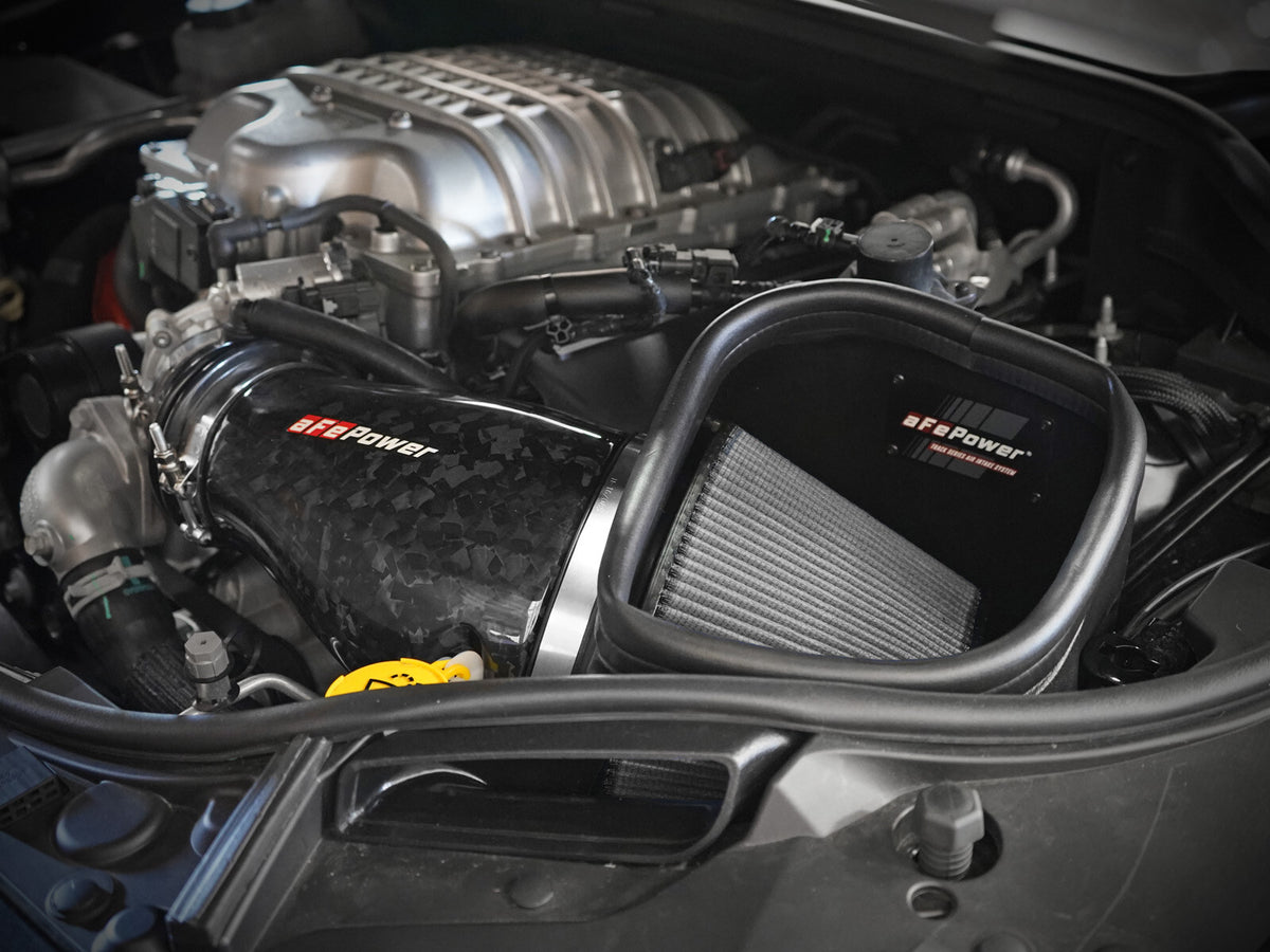 Track Series Carbon Fiber Intake System w/ Pro Dry S Filter Dodge Durango SRT Hellcat 21-26 V8-6.2L (sc) aFe Power-6